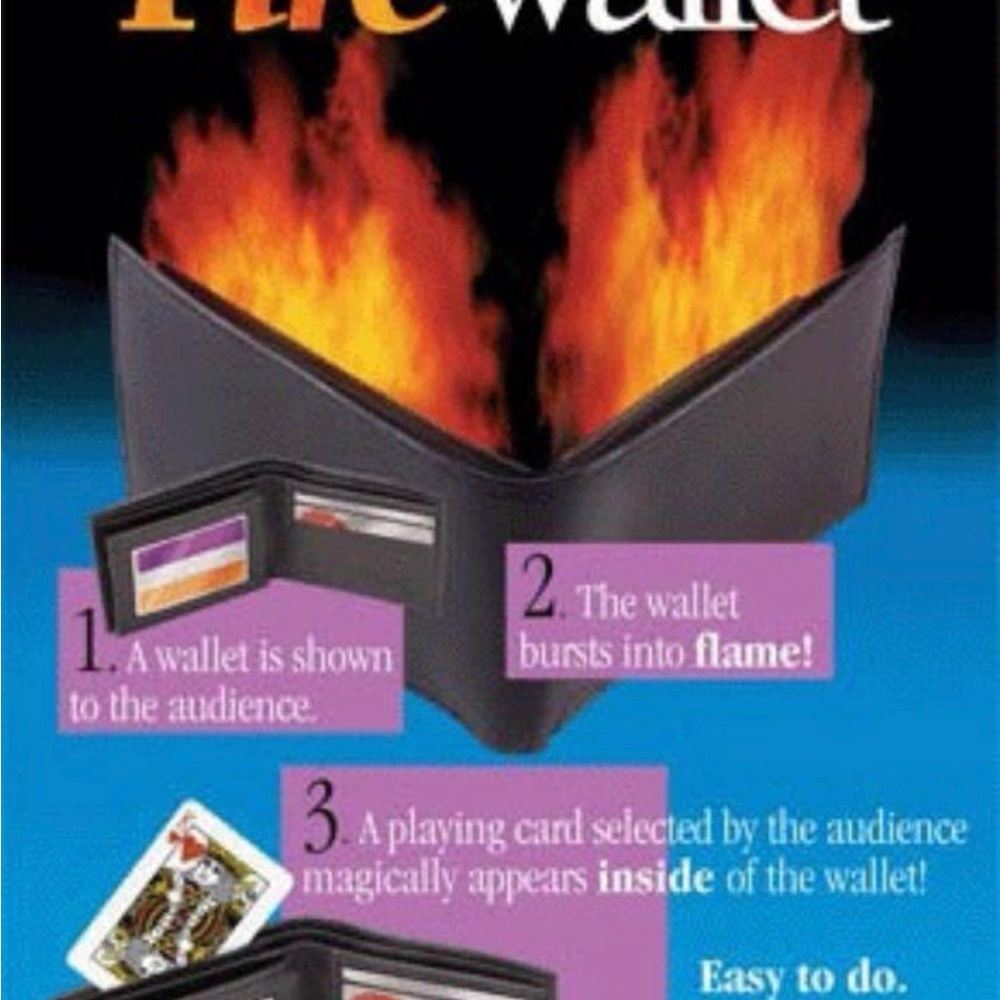Magic Trick Wallet with Flames, leather wallet